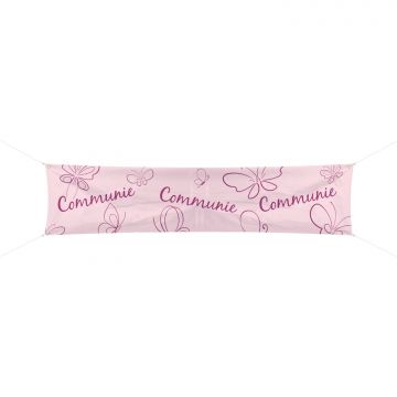 Communie banner roze