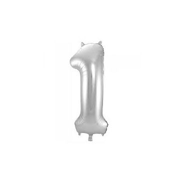 Opblaascijfer 1 zilver.