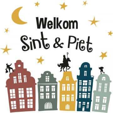 Raamstickers Welkom Sint en Piet