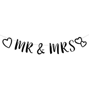 Slinger MR&MRS zwart - versiering bruiloft