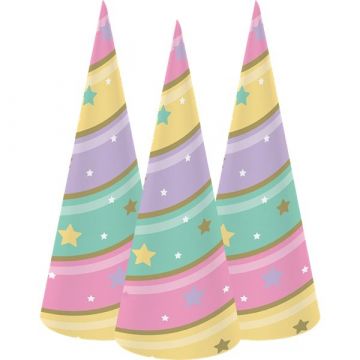 Unicorn hoorntjes in pastel kleuren.